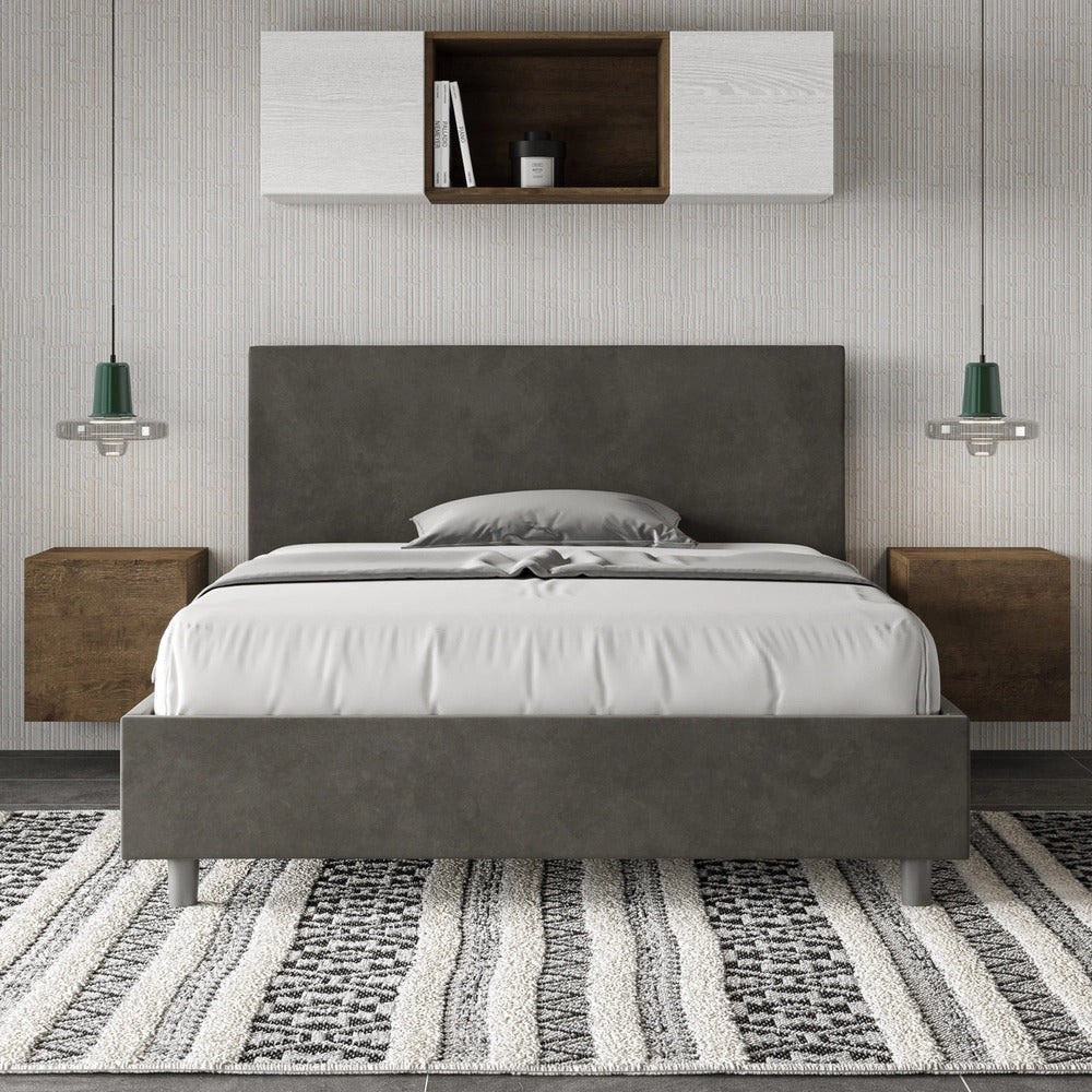 Letto Matrimoniale 160x200 cm con Rete Adele Grigio