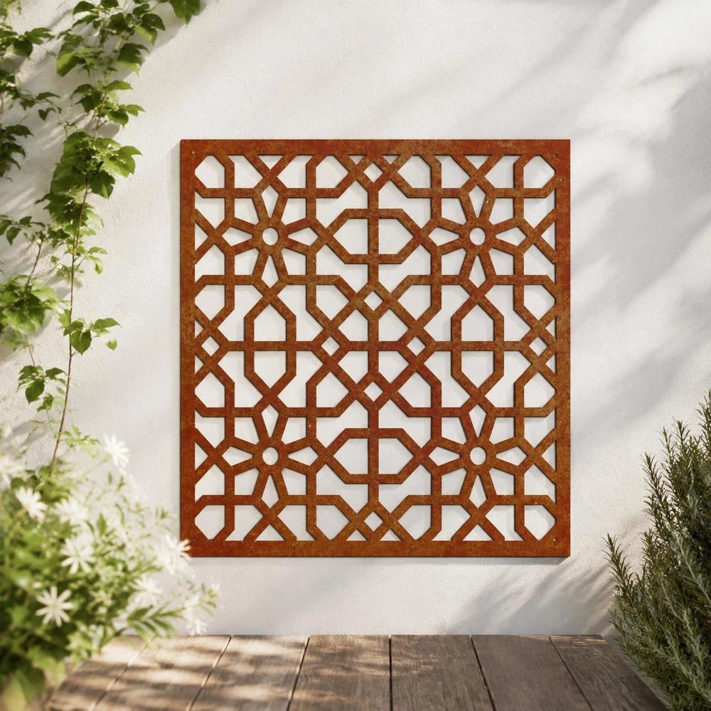 Garden Wall Decoration 55x55 Cm Corten Steel Moorish Design