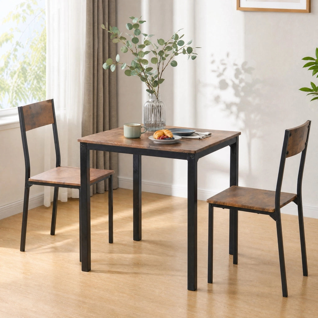 Set pranzo con tavolo 70x70 cm e 2 sedie; marrone
