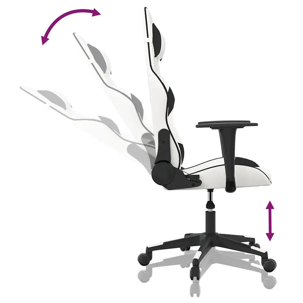 Sedia da Gaming Massaggiante Bianco e Nero in Similpelle 345520