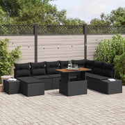 Set Divano da Giardino con archiviazione 9 pcs Nero Poly Rattan 3358739