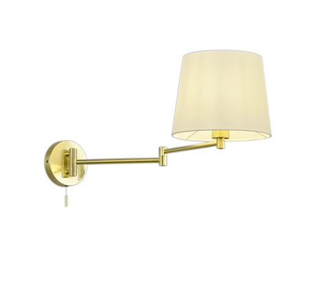 Applique Parete Interno Doppio Snodo Ottone Paralume Bianco Lyon GD Trio