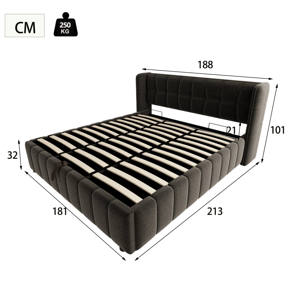 Letto matrimoniale contenitore 180x200 cm grigio