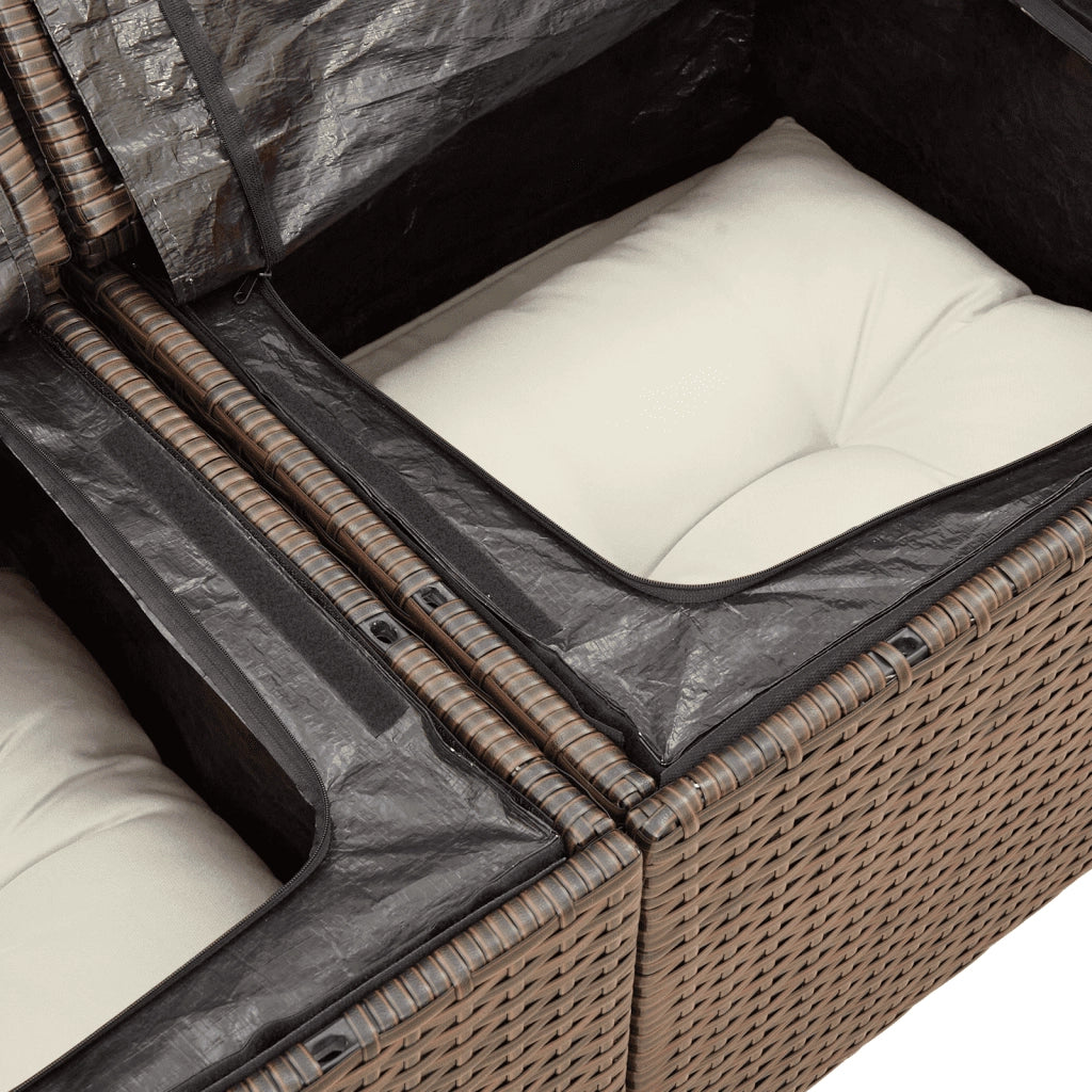 Set Divani da Giardino 9pz con Cuscini Marrone in Polyrattan 3251780