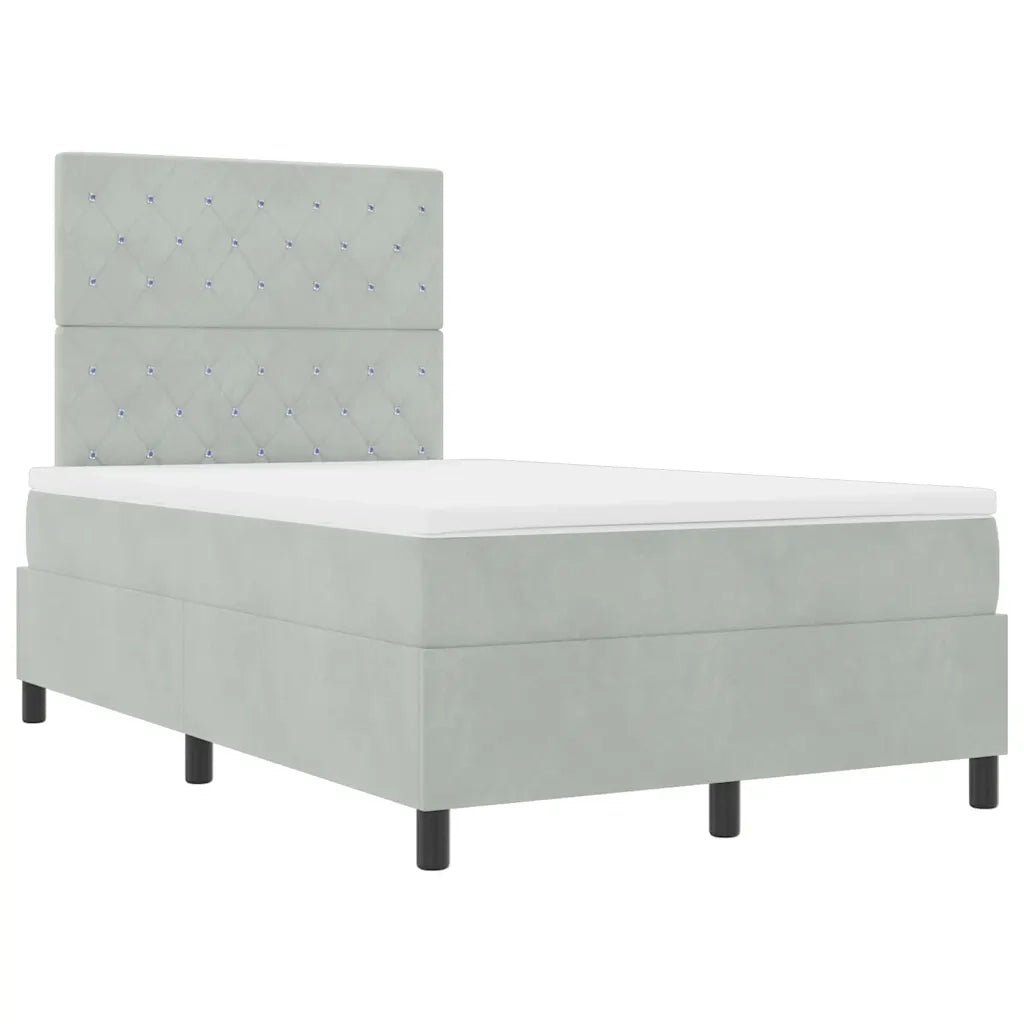 Letto a molle con materasso Grigio chiaro 120 x 190 cm Velluto 3339752