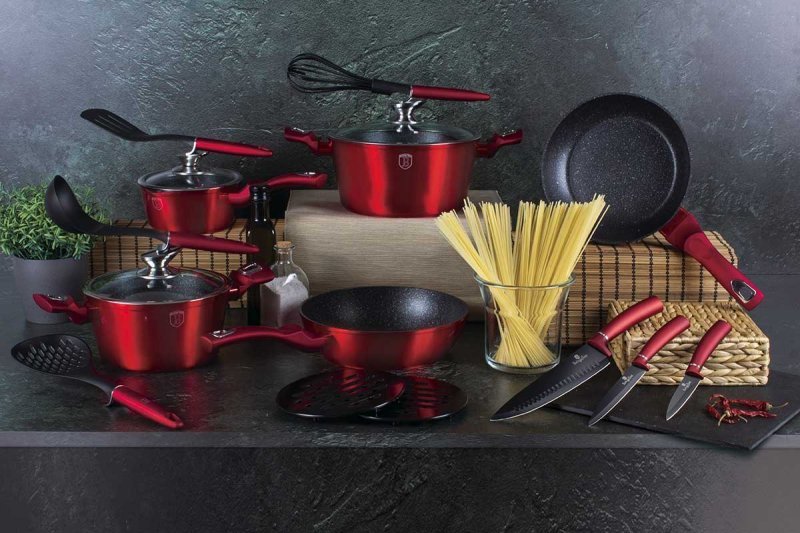 Berlinger haus BH-6162 Set di pentole in granito bordeaux 17 pezzi