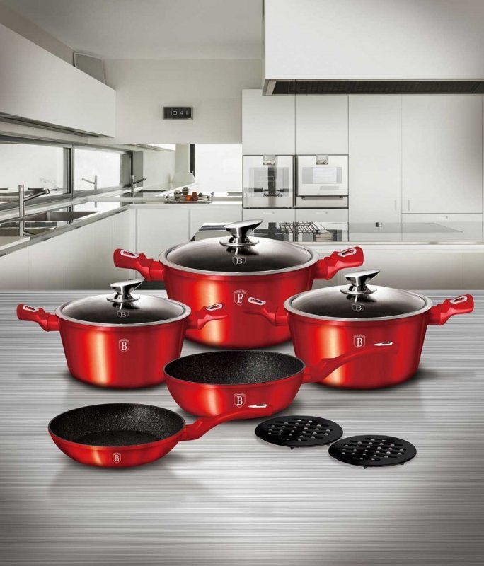 Berlinger haus BH-6162 Set di pentole in granito bordeaux 17 pezzi