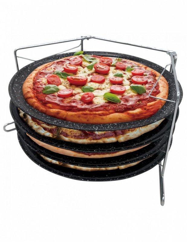 Kinghoff KH-1553 Set di 4 teglie antiaderenti per pizza