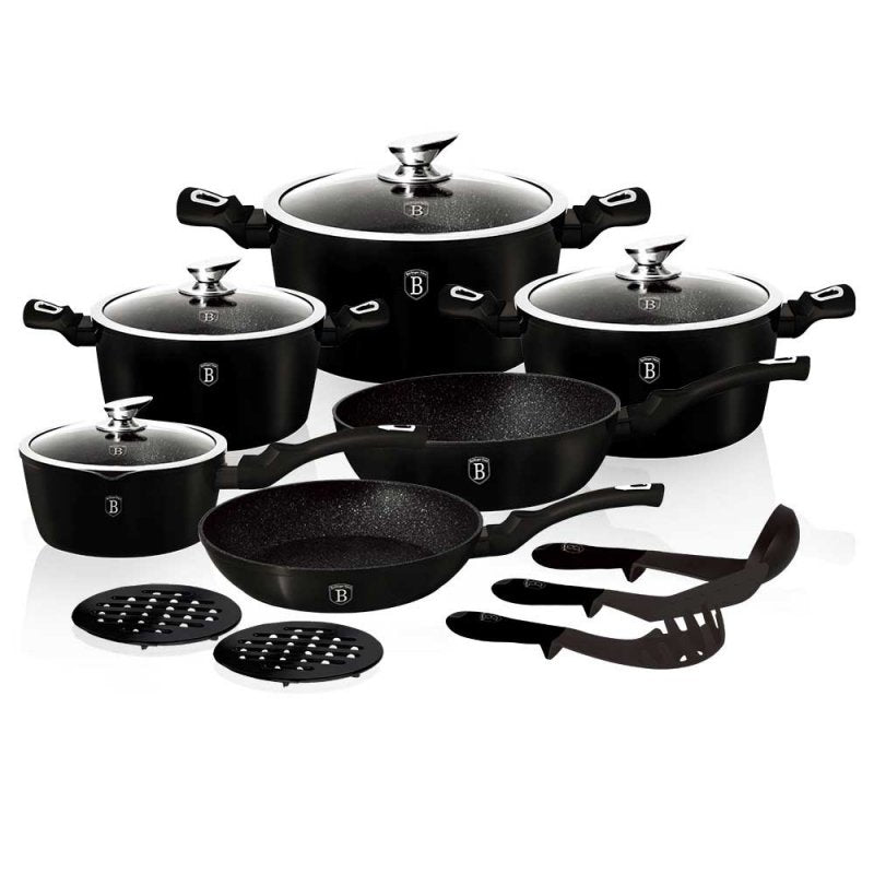 Berlinger haus BH-1474 Set di pentole in granito nero da 15 pezzi