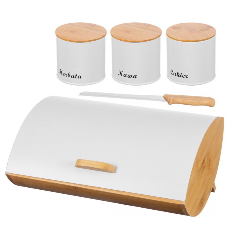 Brunbeste 2702 Elegante set di scatole per il pane in bambù con contenitori e coltello