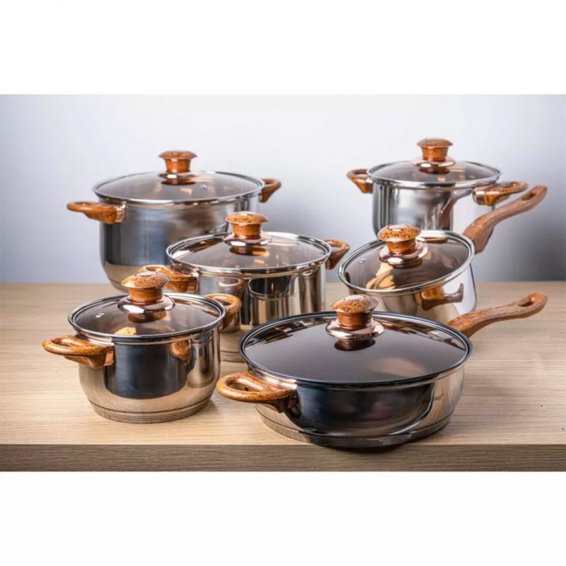 Set di pentole in acciaio inossidabile Kinghoff KH-1768 da 12 pezzi
