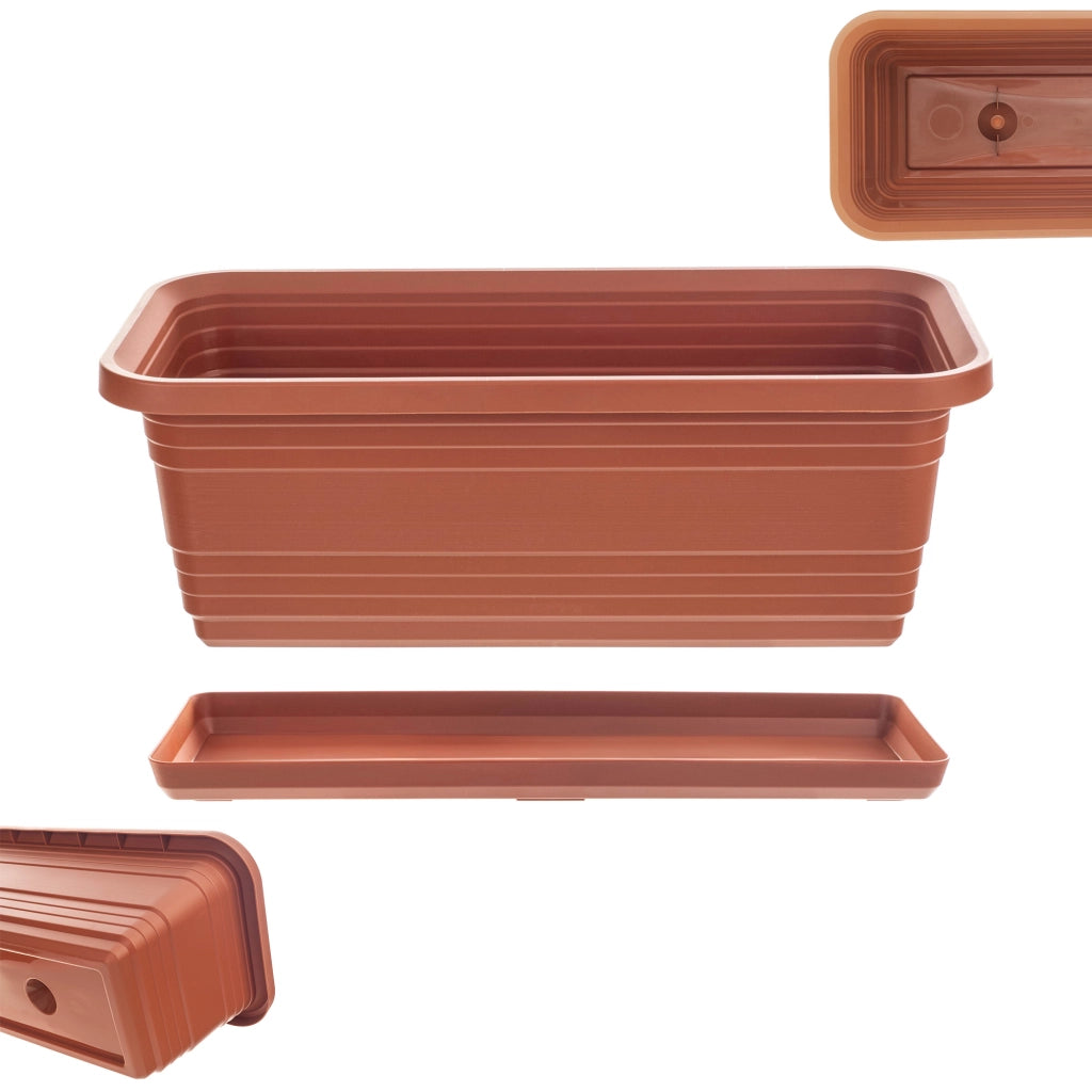 Vaso da fiori per balcone KADAX, 40 cm + sottovaso rosso mattone