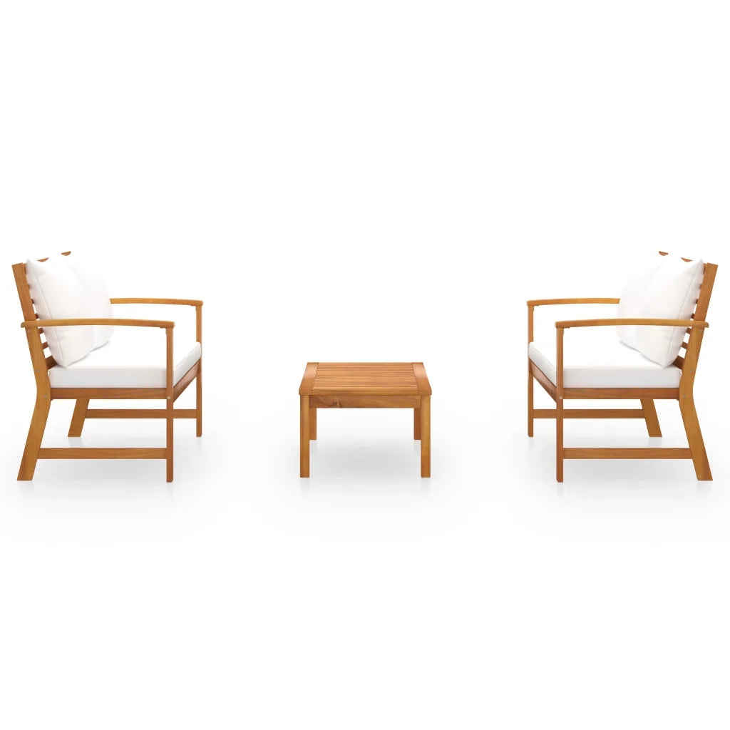 Set Divani da Giardino 3 pz con Cuscini in Massello di Acacia