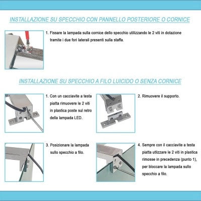 Specchio bagno 70x105 cm reversibile con luce LED naturale