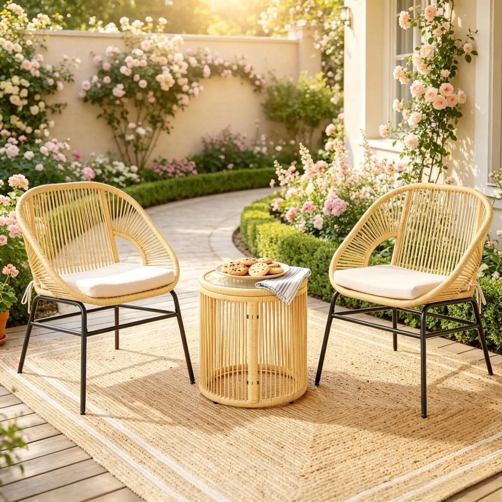 Set da giardino moderno, 2 sedie e 1 tavolo