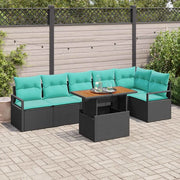 Set da Pranzo per Giardino con cuscino 7 pcs Nero e Verde acqua 3349724
