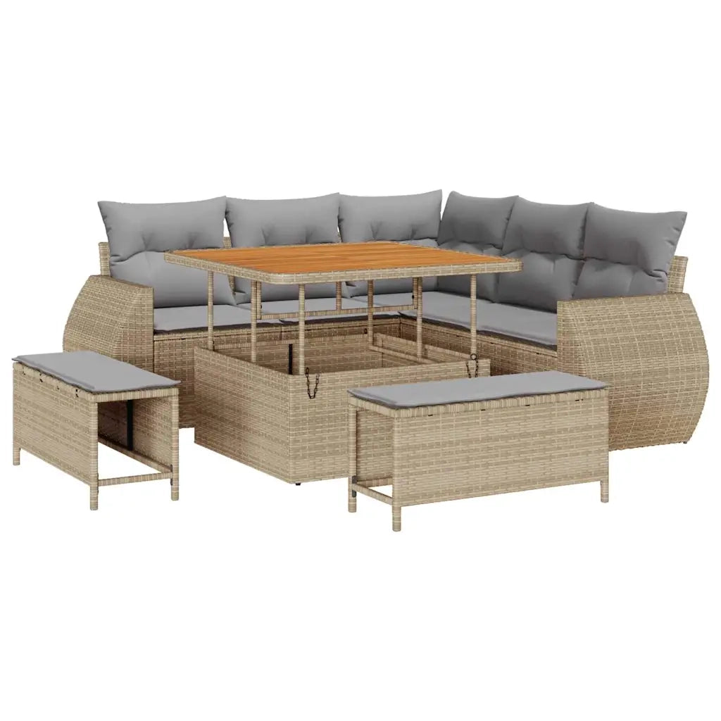 Set Divano da Giardino con cuscino 8 pcs beige e grigio chiaro 3363817