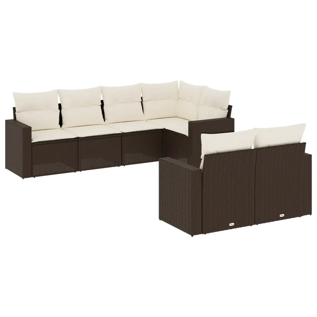 Set Divani da Giardino 7 pz con Cuscini Marrone in Polyrattan 3219203