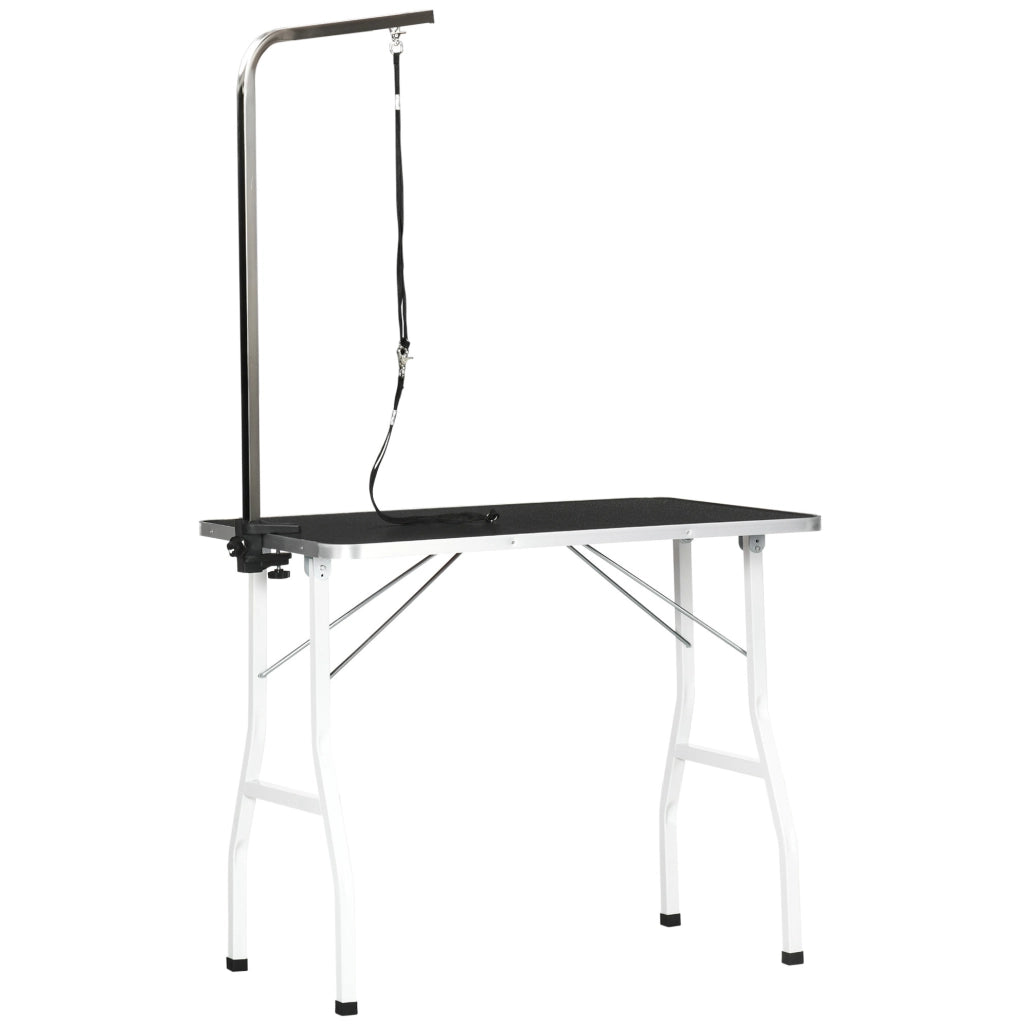 Tavolo da toelettatura per cani 91,5 x 61,5 x 76 cm nero con laccio regolabile