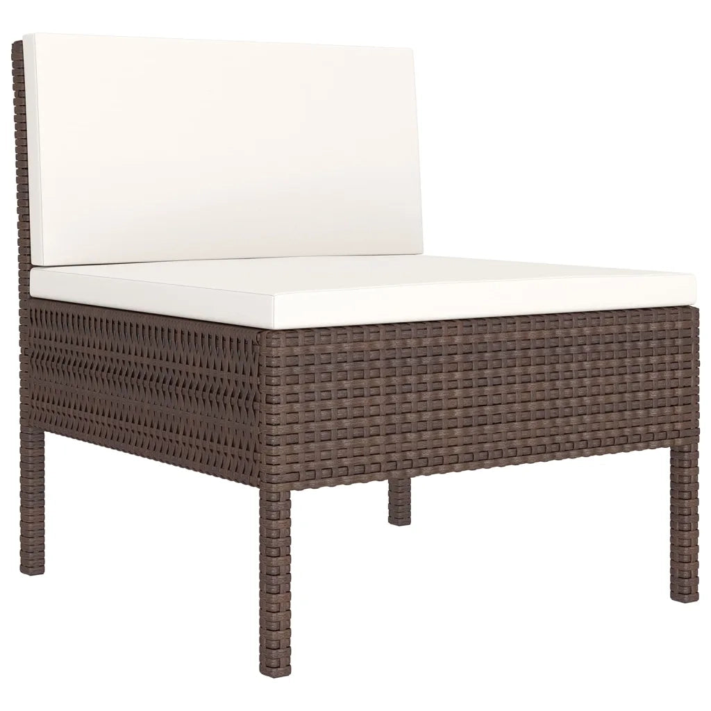 Set Divani da Giardino 6 pz con Cuscini in Polyrattan Marrone 3094343