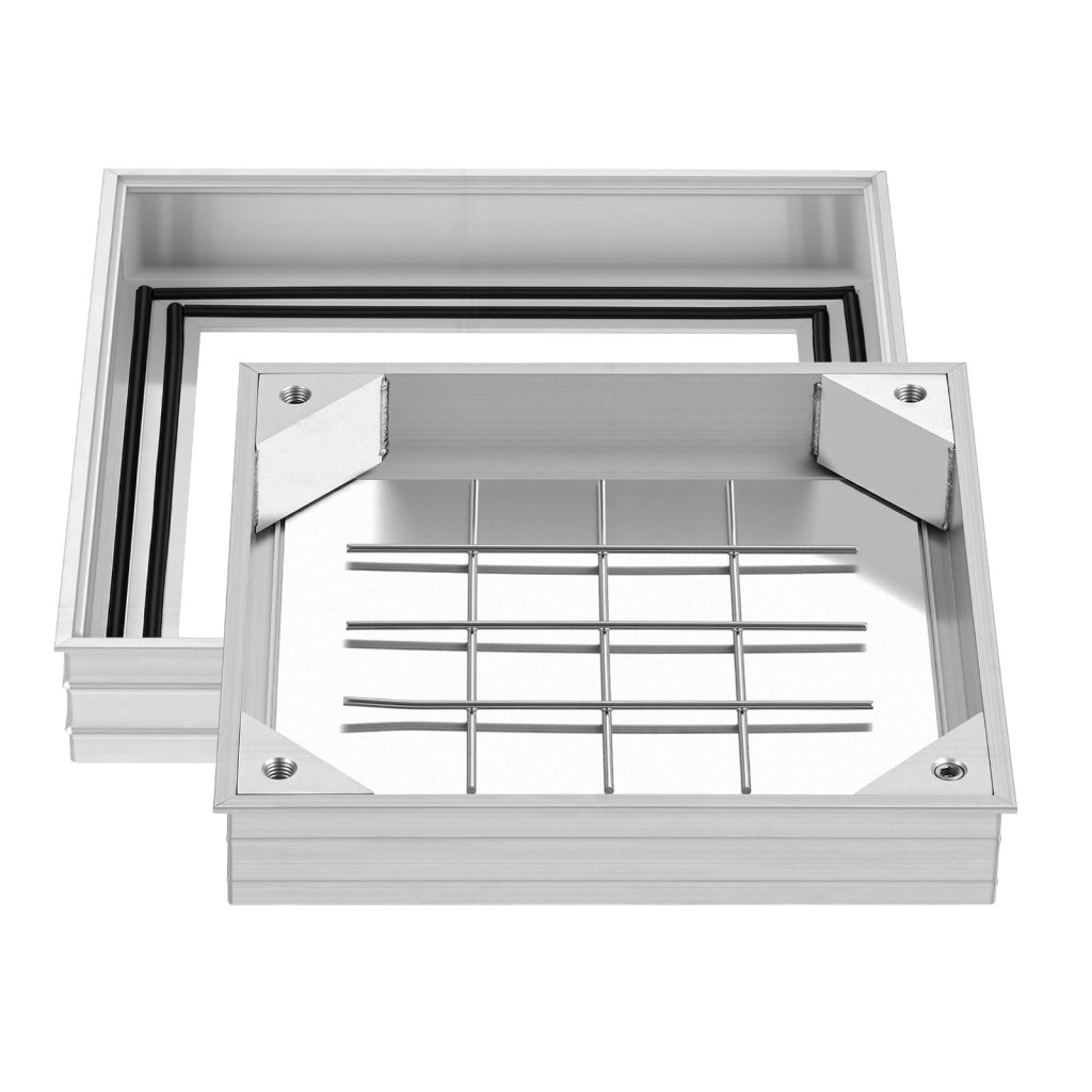 Chiusino con Telaio 300 x 300 mm ZD003-SZ per Drenaggio, Robusto Coperchio Antiscivolo per Giardino, Cortile e Marciapiedi