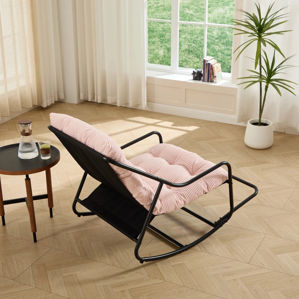 Poltrona a Dondolo con Cuscino ¨C Xylo ¨C Nero/Rosa