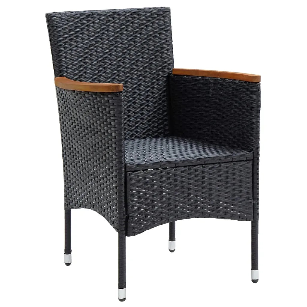 Set Pranzo da Giardino 9 pz con Cuscini in Polyrattan Nero 3095002