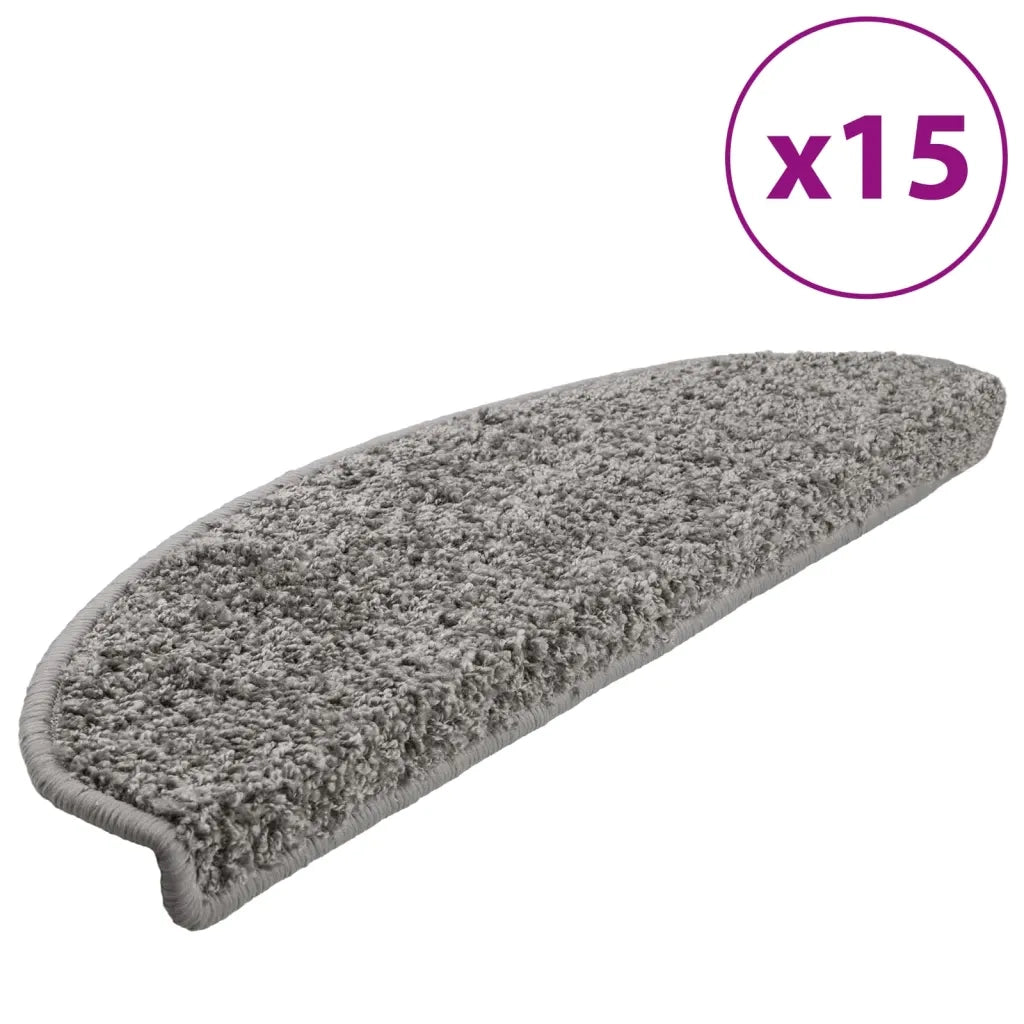 Tappetini per scale 15 pz 65x21x4 cm Grigio Semicircolari Grandi 133900