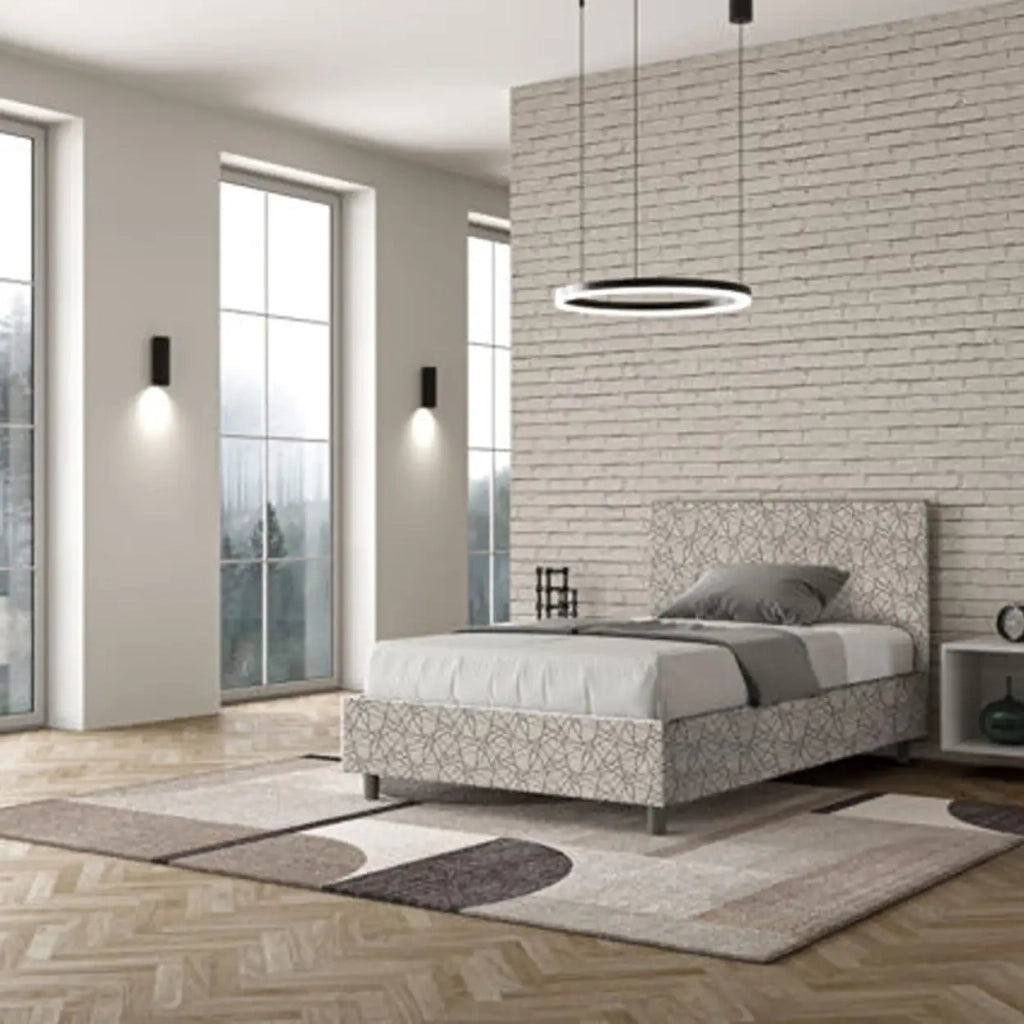 Letto una piazza e mezza contenitore imbottito 120x200 tessuto Era 2 grigio Adele
