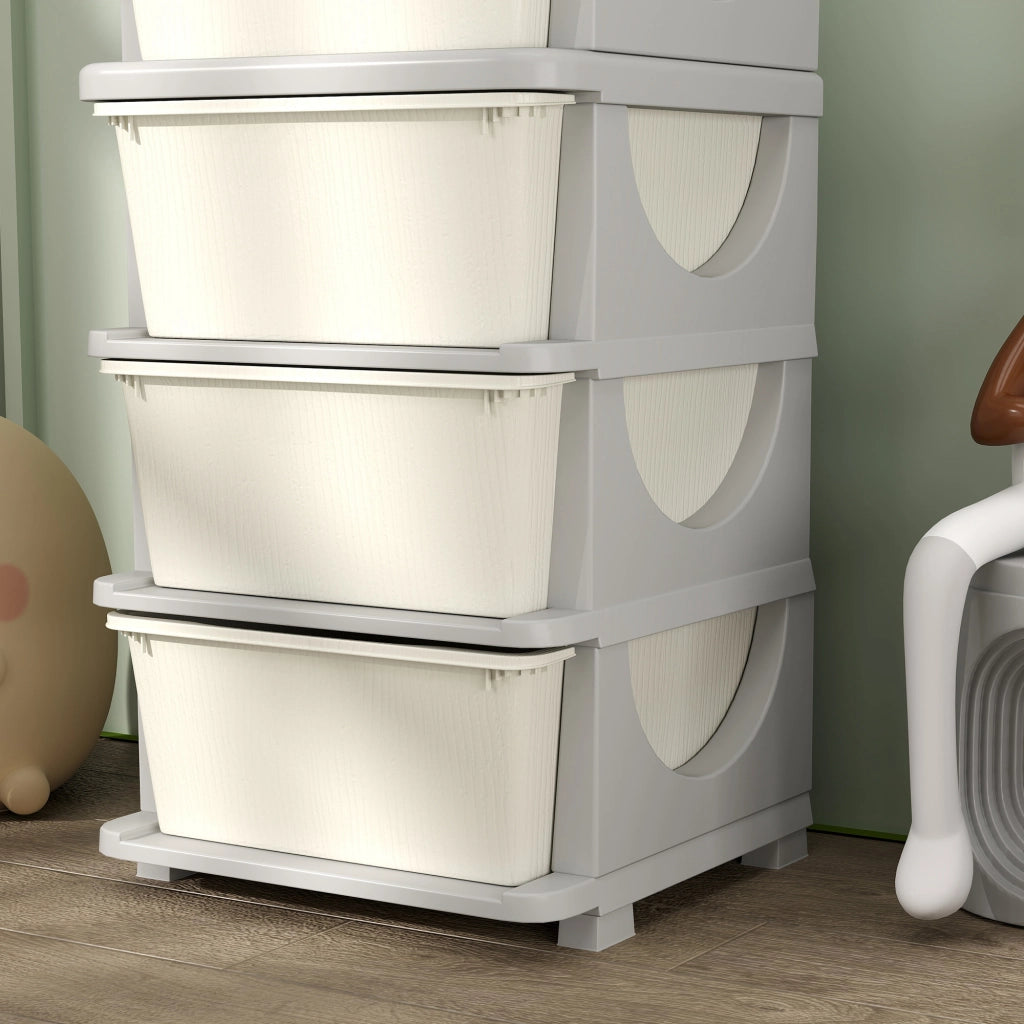 Cassettiera per Cameretta 4 Cassetti 37x37x76 cm in Plastica Crema