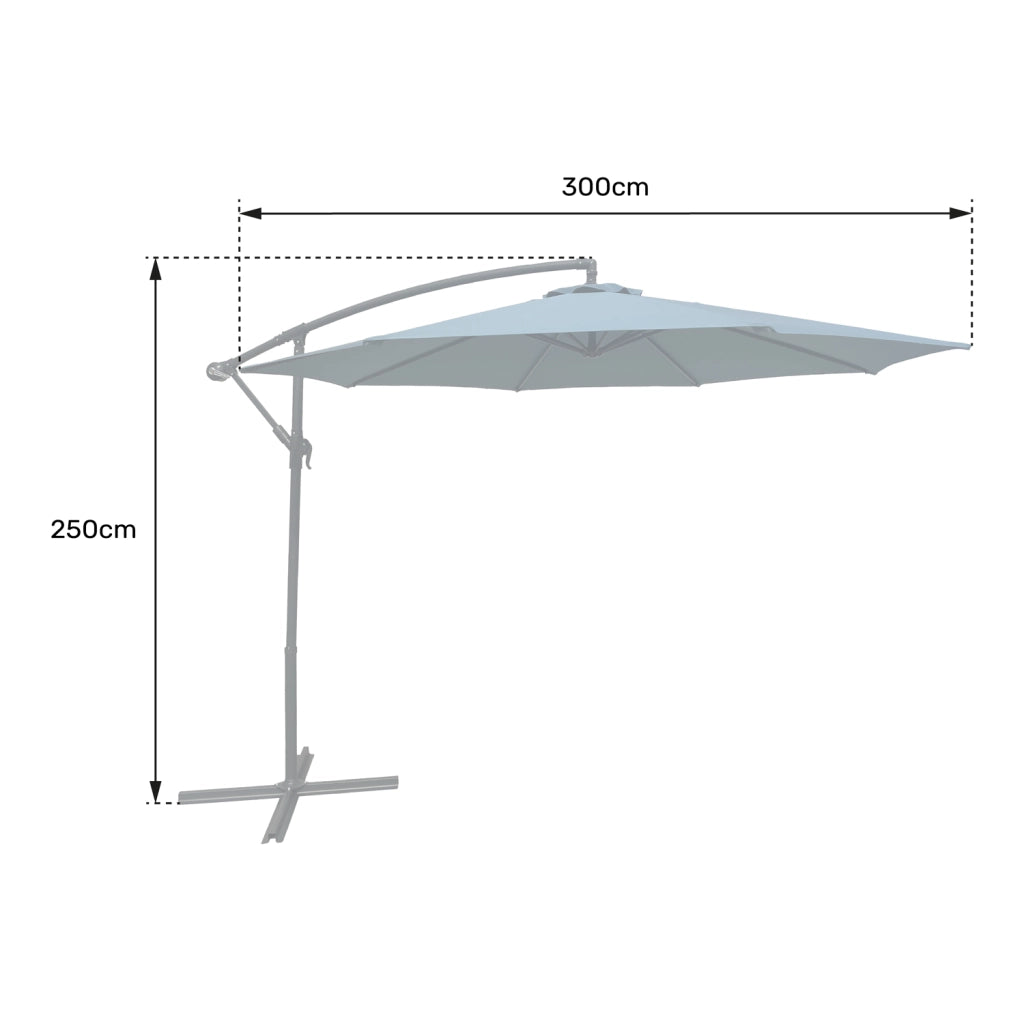 OAHUOmbrellone rotondo diametro 3m blu grigio + copertura