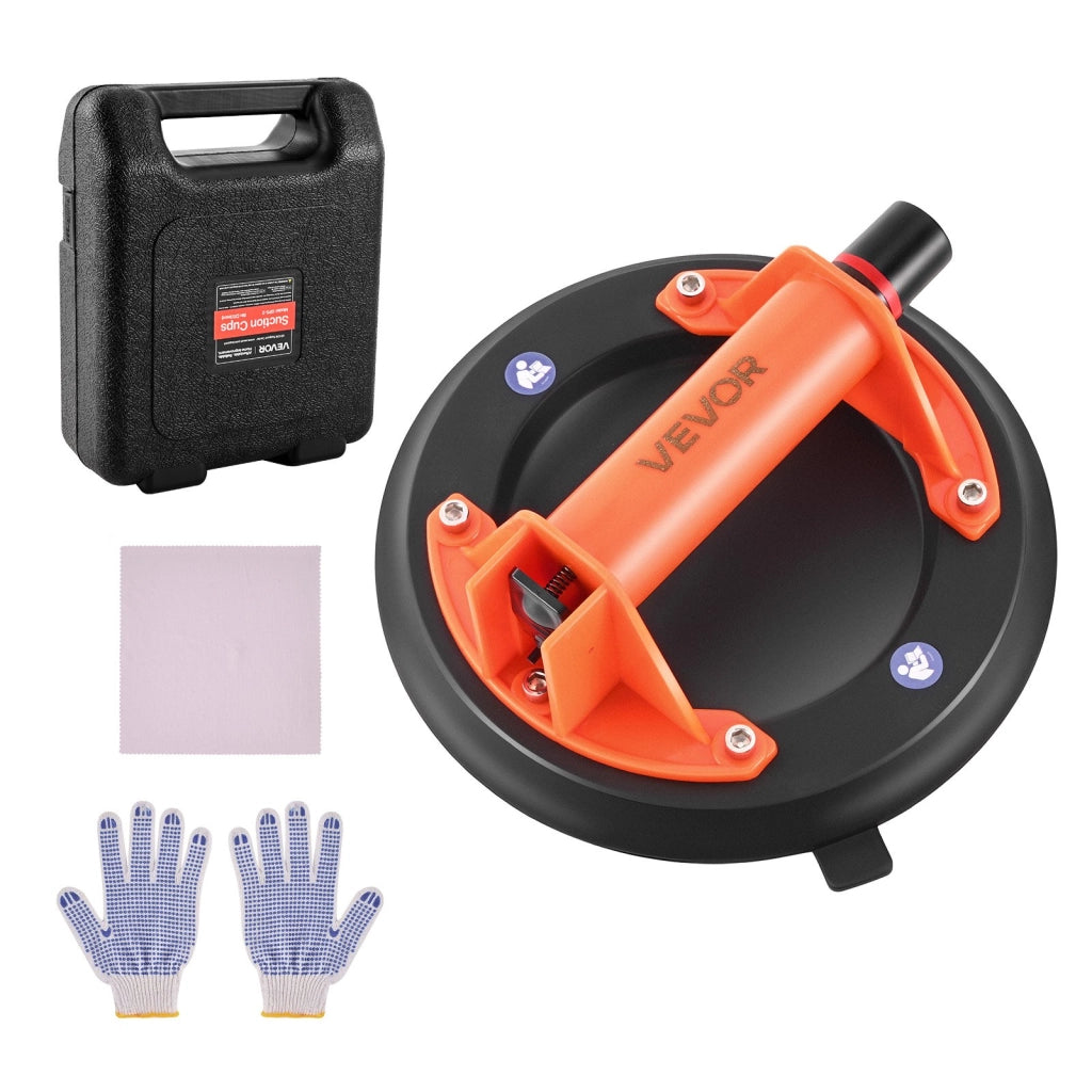 Ventosa a Vuoto per Piastrelle e Vetro 203 mm, Sollevatore Manuale 180 kg in ABS e Gomma con Valigetta per Fai da Te