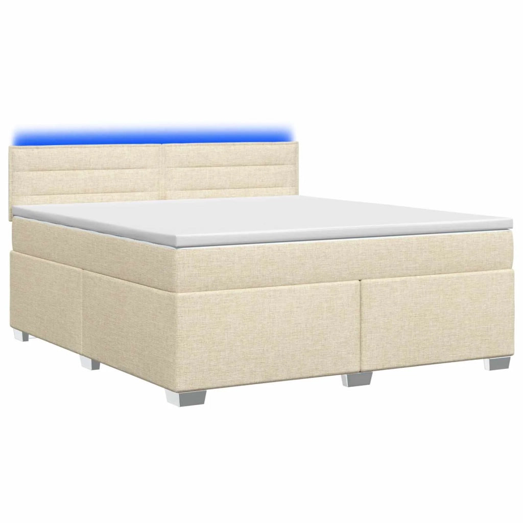 Letto con Box Spring, Materasso e LED Crema 180 x 200 cm 3451999