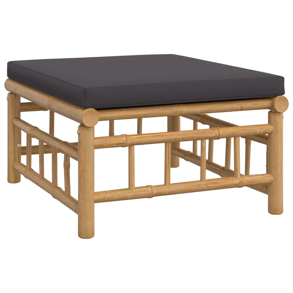 Set Salotto da Giardino 9pz con Cuscini Grigio Scuro Bambù 3155228