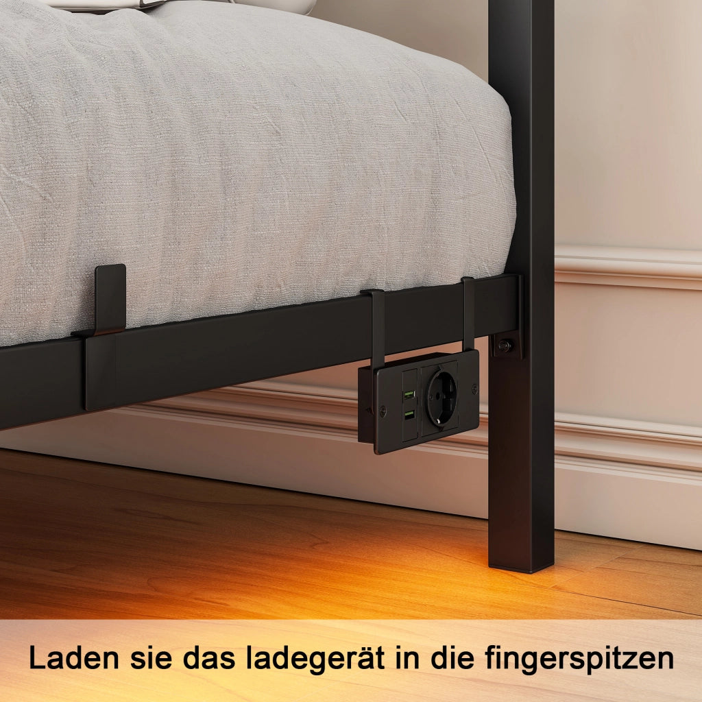 letto a baldacchino metallo nero 120 x 200 cm
