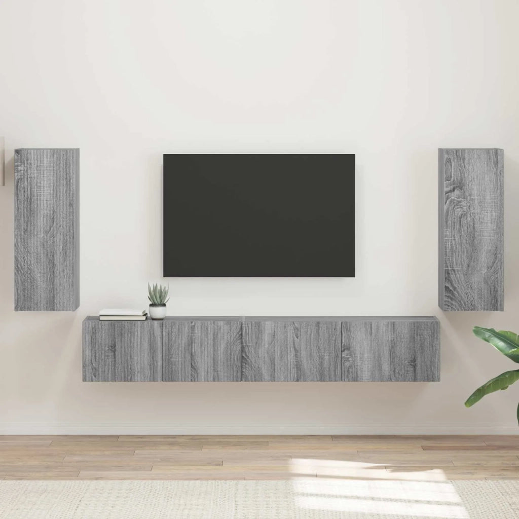 Set mobile TV 4 pcs Grigio Sonoma Legno multistrato 3409165
