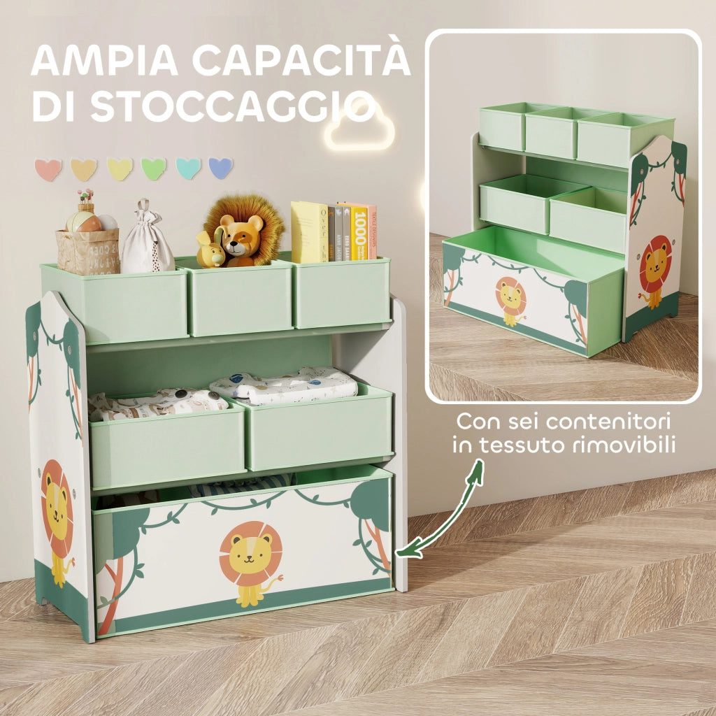 Scaffale Portagiochi Bambini ¨C Xylo ¨C 3 Ripiani Verde