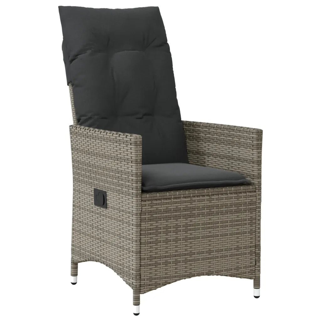Set Bistrò da Giardino 9 pz con Cuscini in Polyrattan Grigio 3277237