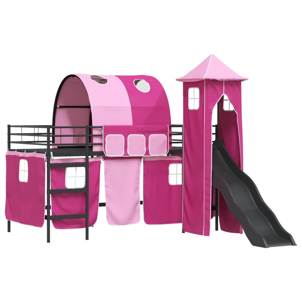 Letto a castello per bambini Nero e rosa 90 x 200 cm Metallo 42020888