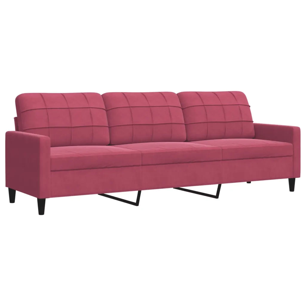 Set di Divani 2 pz con Cuscini e Rinforzi Rosso Vino in Velluto 3278495
