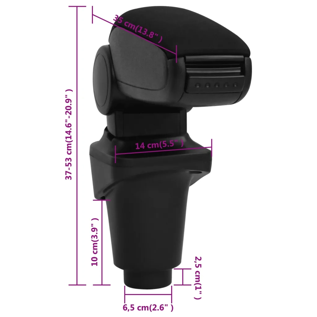 Bracciolo Auto per Fiat 500L (2012) Nero 14x35x(37-53) cm ABS 154669
