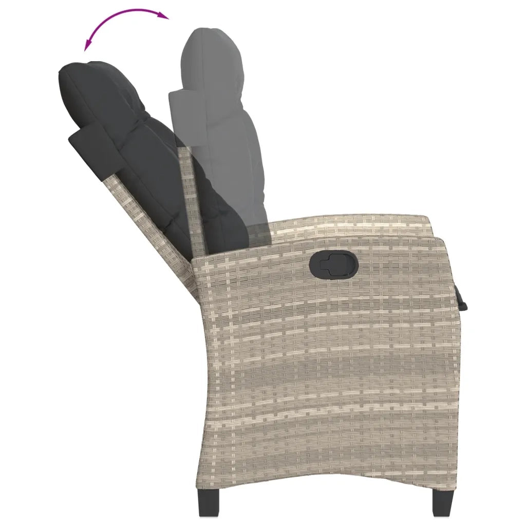 Set da Pranzo da Giardino 7 pz Cuscini Polyrattan Grigio Chiaro 3212857