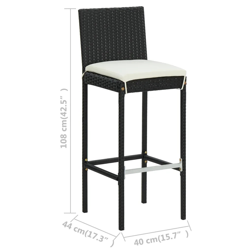 Set da Bar da Giardino 5 pz con Cuscini Nero 3064883