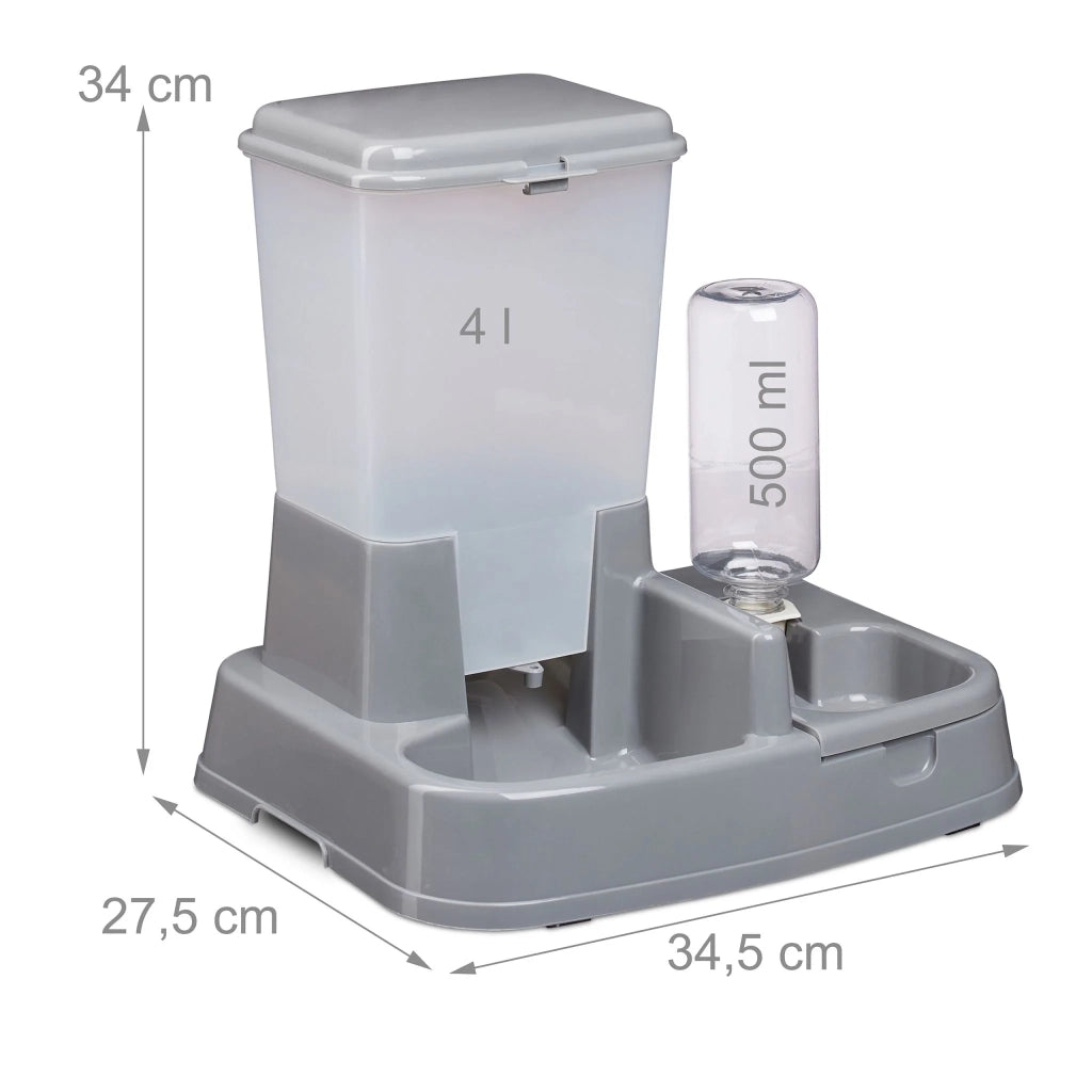 Pratico distributore di cibo e acqua 34 x 34,5 x 26,5 cm per animali in plastica bianca 13_0005440