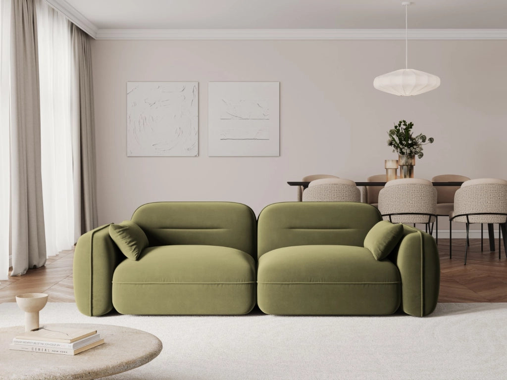 Cosmopolitan Design - Divano modulare "Sydney" 3 posti in velluto verde chiaro 