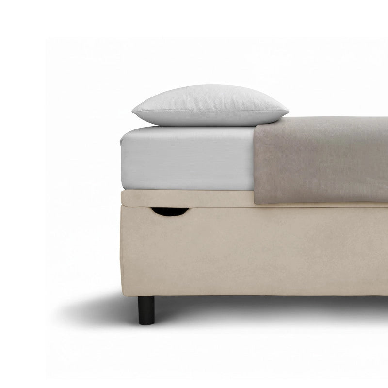 Letto imbottito Singolo 80x200 cm BoxMax - Contenitore,Microfibra,Sabbia