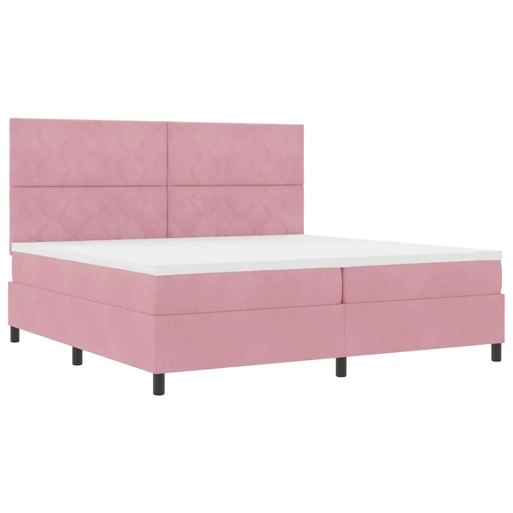 Letto a molle con materasso Rosa 200 x 200 cm Velluto 3339925