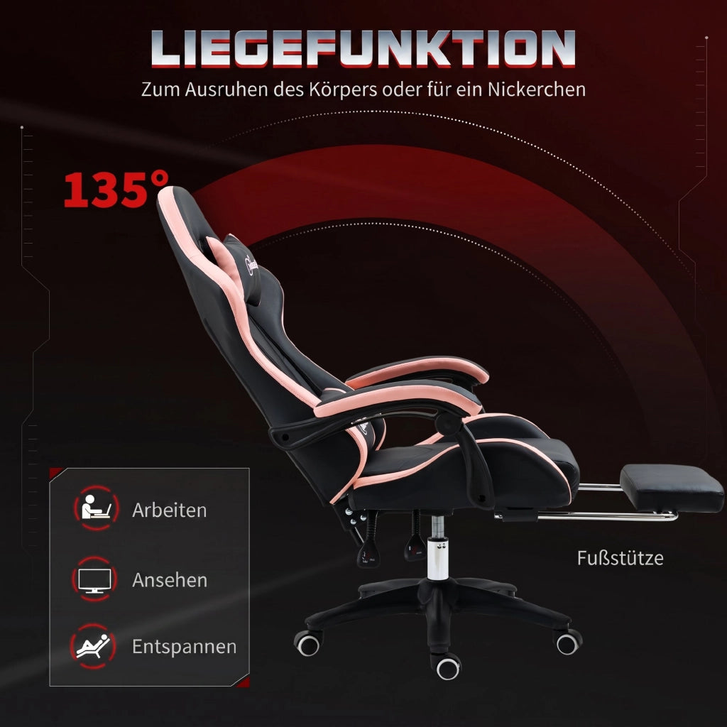 Sedia da ufficio gaming ¨C Xylo ¨C rosa nero con supporto lombare e testa