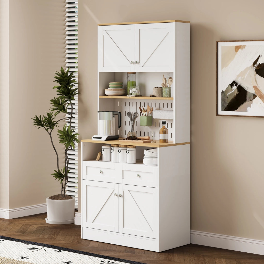 Credenza con 4 Ante e 2 Cassetti ¨C Xylo ¨C Bianco con Maniglie Argento