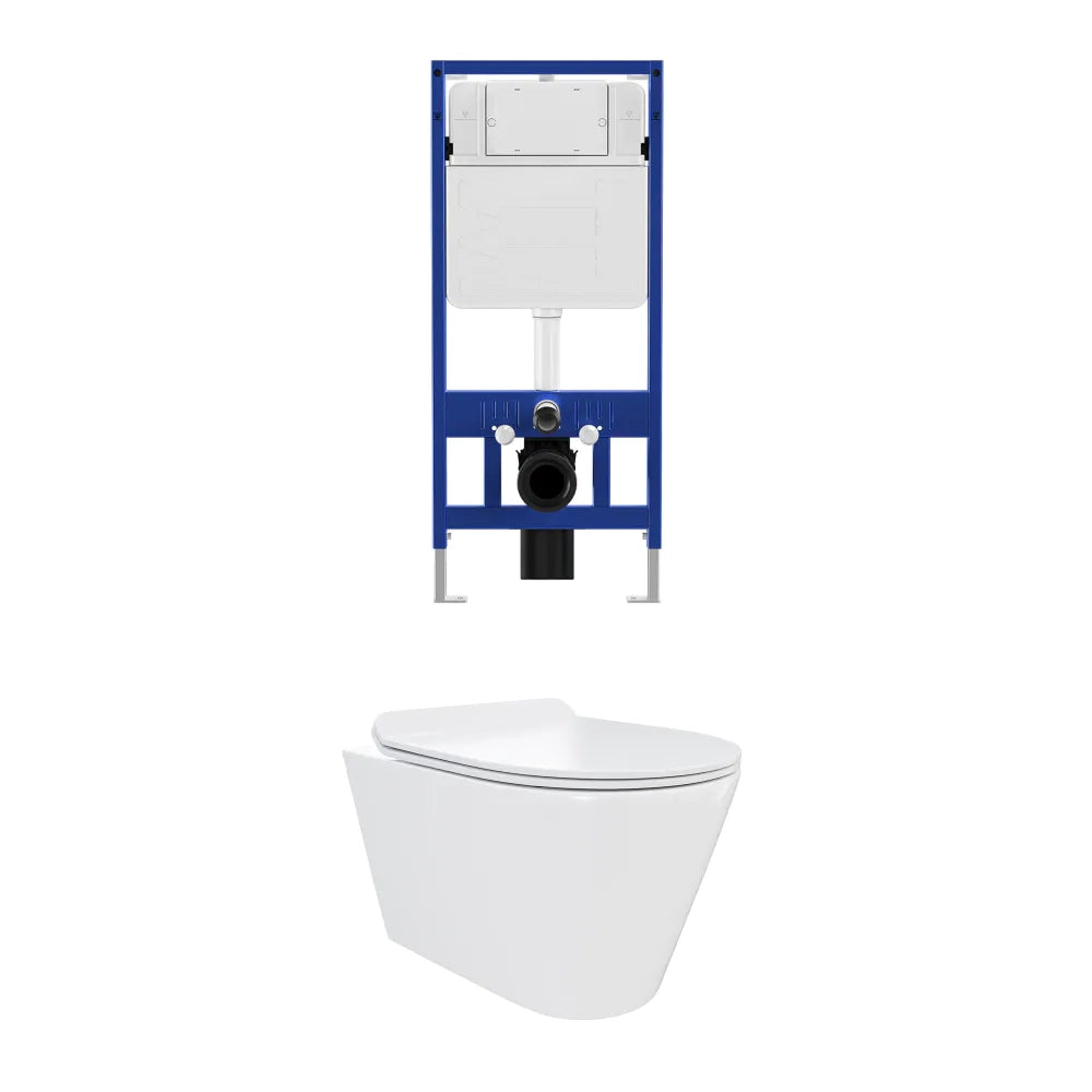 Kit WC sospeso e sistema di scarico da incasso mod. Barcellona bianco lucido